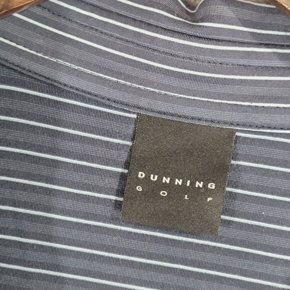 Dunning Golf Mens Blue & White Striped Polo Shirt Size L - Picture 4 of 8